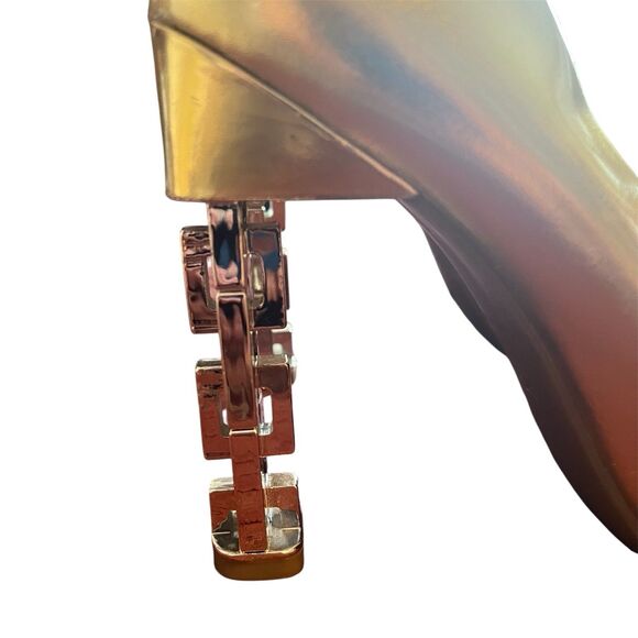 Katy Perry The Suzzie Gold Vegan Leather High Heel Chain Link Pump Womens Size 9 - Picture 3 of 6